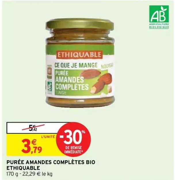 purée amandes complètes bio ethiquable