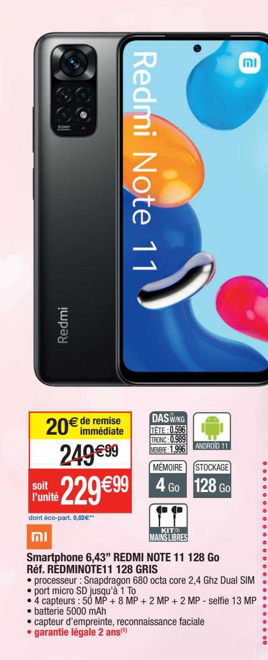 Smartphone 6,43" Redmi Note 11 128go