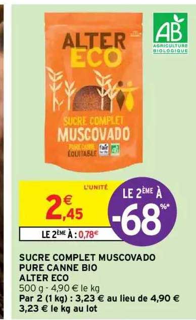 sucre complet muscovado pure canne bio alter eco