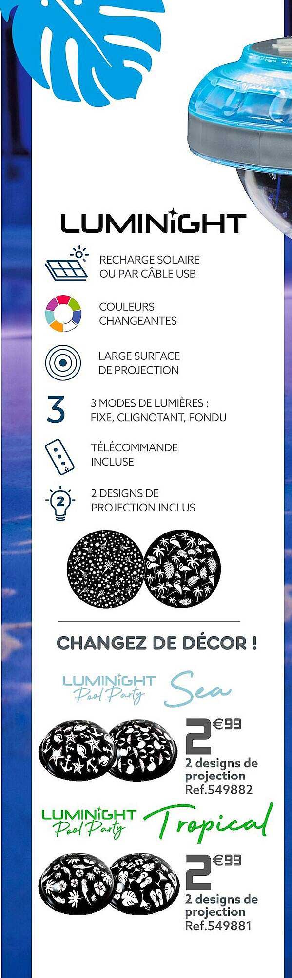 2 designs de projection sea, 2 designs de projection tropical