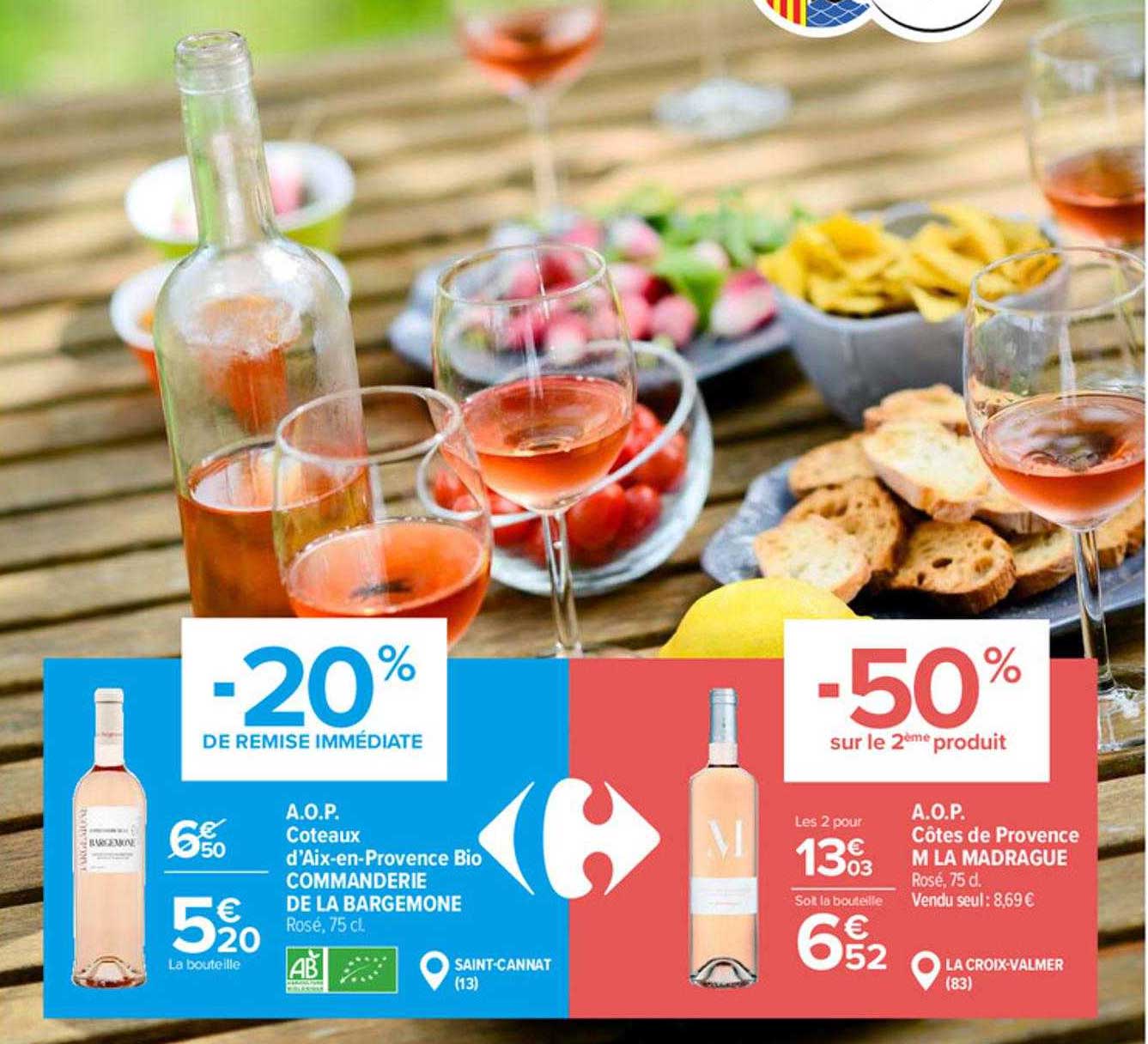 a.o.p. côteaux d'aix-en-provence bio commanderie de la bargemone, a.o.p. côtes de provence m la madrague