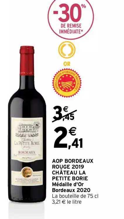 aop bordeaux rouge 2019 château la petit borie médaille d'or bordeaux 2020