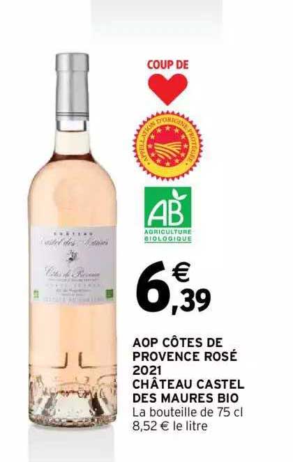 aop côtes de provence rosé 2021 château castel des maures bio