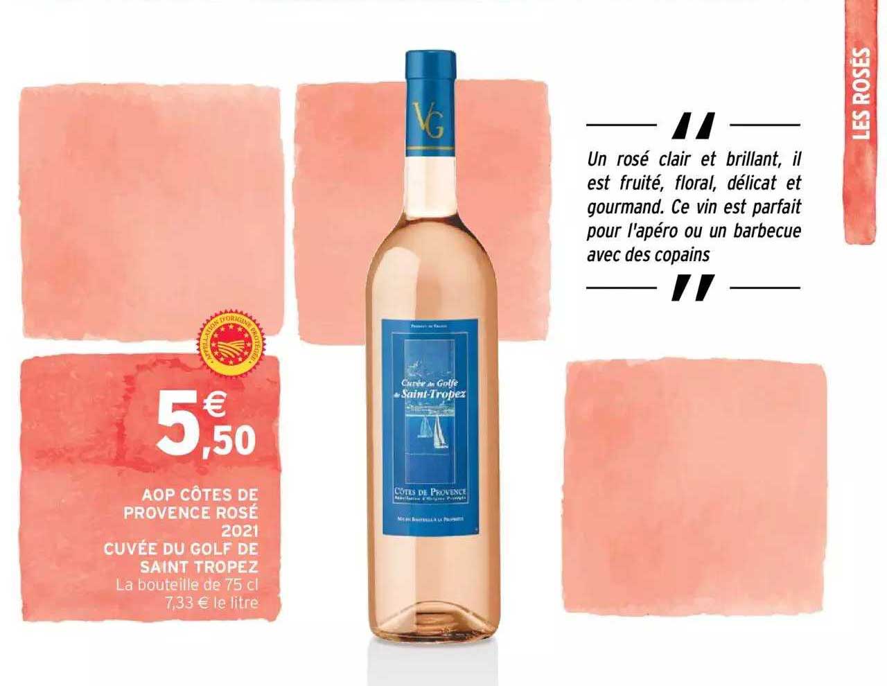 aop côtes de provence rosé 2021 cuvée du golf de saint tropez