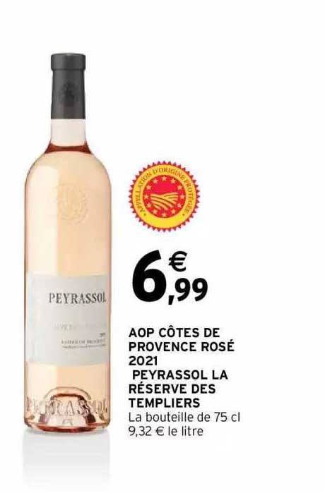 aop côtes de provence rosé 2021 peyrassol la réserve des templiers
