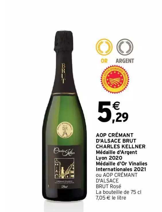 aop crémant d'alsace brut charles kellner médaille d'argent lyon 2020 médaille d'or vinalies internationales 2021