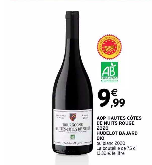 aop hautes côtes de nuits rouge 2020 hudelot bajard bio