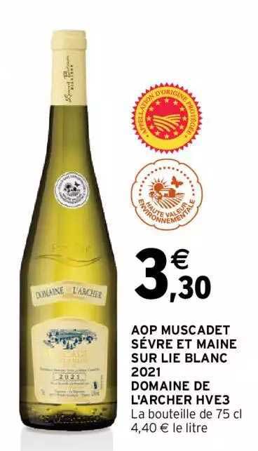 aop muscadet sèvre et maine sur lie blanc 2021 domaine de l'archer hve3