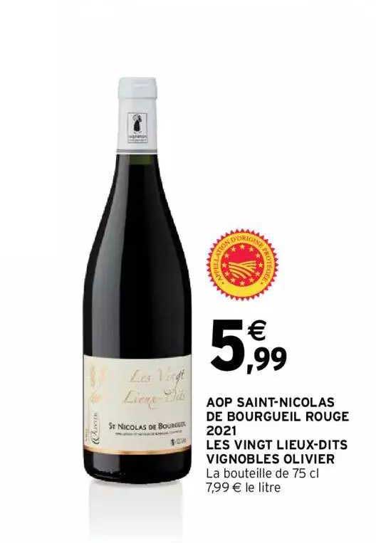 aop saint-nicolas de bourgueil rouge 2021 les vingt lieux-dit vignobles olivier