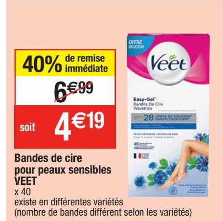 Bandes De Cire Pour Peaux Sensibles Veet