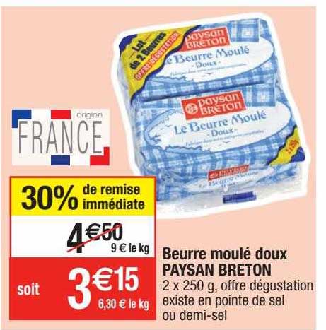 beurre moulé doux paysan breton