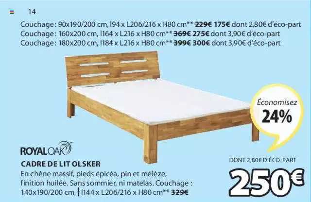 cadre de lit olsker royal oak