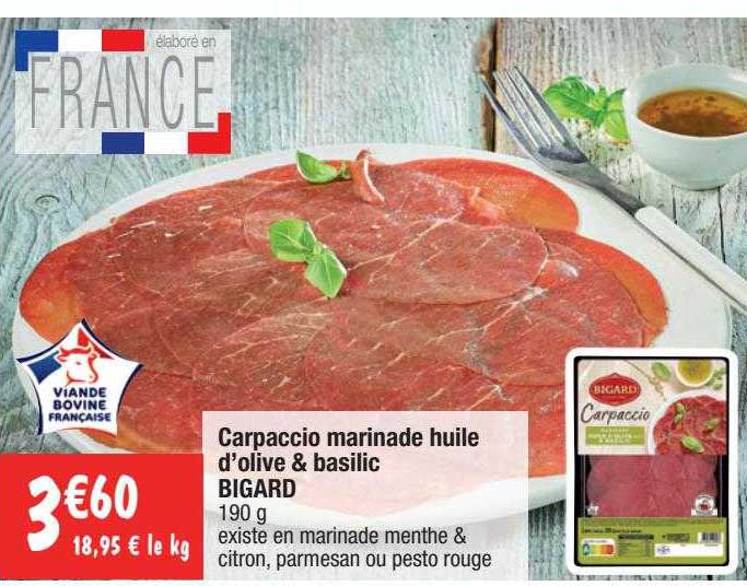 Carpaccio Marinade Huile D'olive & Basilic Bigard