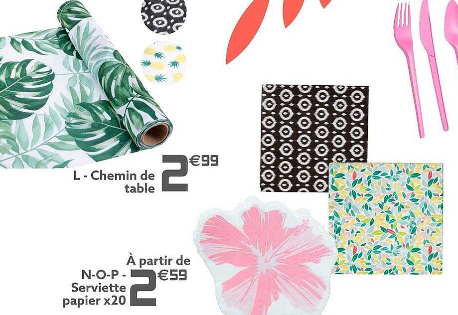 chemin de table, n-o-p-serviette papier x20