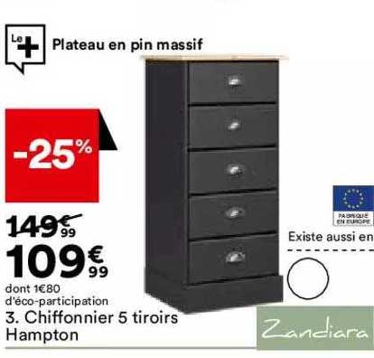 chiffonnier 5 tiroirs hampton zandiara