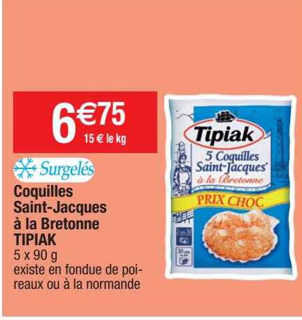 coquilles saint-jacques à la bretonne tipiak surgelés