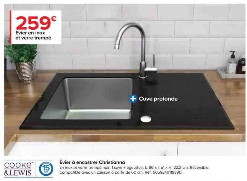 évier à encastrer christianna cooke&lewis