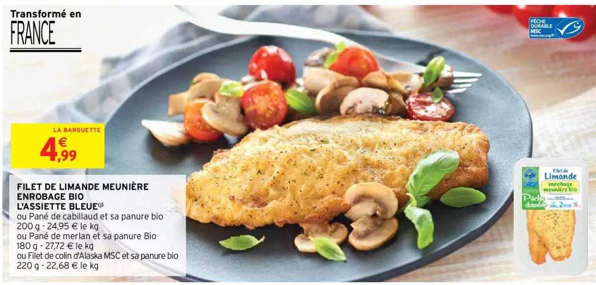 Filet De Limande Meunière Enrobage Bio L'assiette Bleue