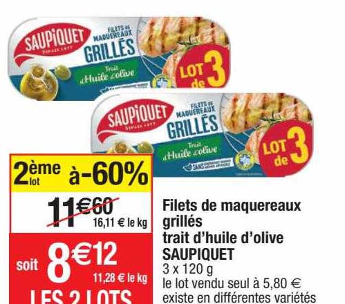 filets de maquereaux grillés trait d'huile d'olive saupiquet