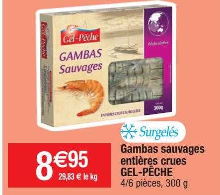 gambas sauvages entières crues gel-pêche surgelés