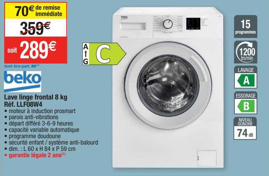 Lave Linge Frontal 8 Kg Beko