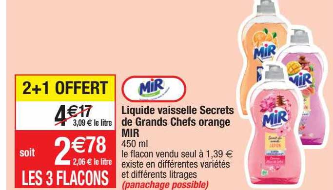 liquide vaisselle secrets de grands chefs orange mir