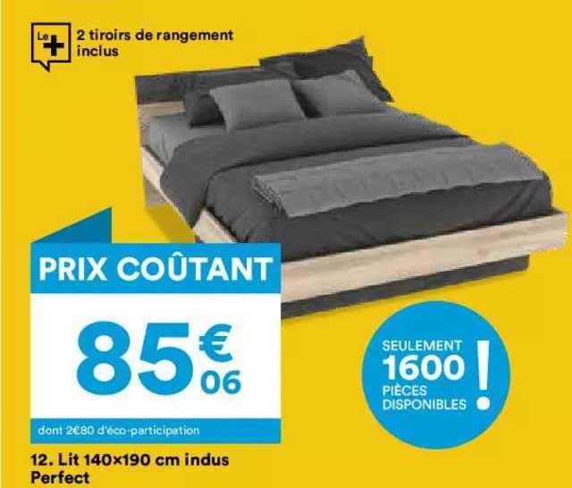 lit 140 x 190 cm indus perfect