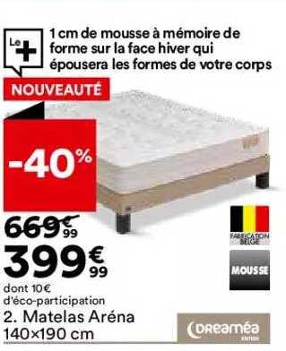 Matelas Aréna 140 X 190 Cm Dreaméa