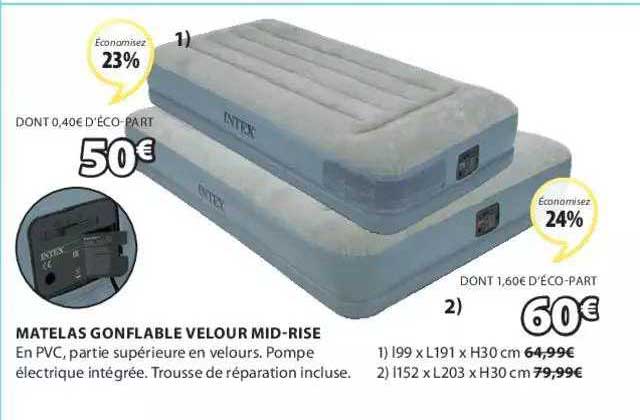 matelas gonflable velour mid-rise