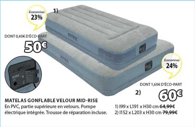 matelas gonflable velour mid-rise