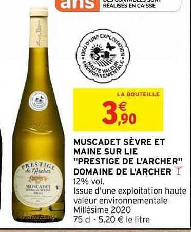 muscadet sèvre et maine sur lie "prestige de l'archer" domaine de l'archer