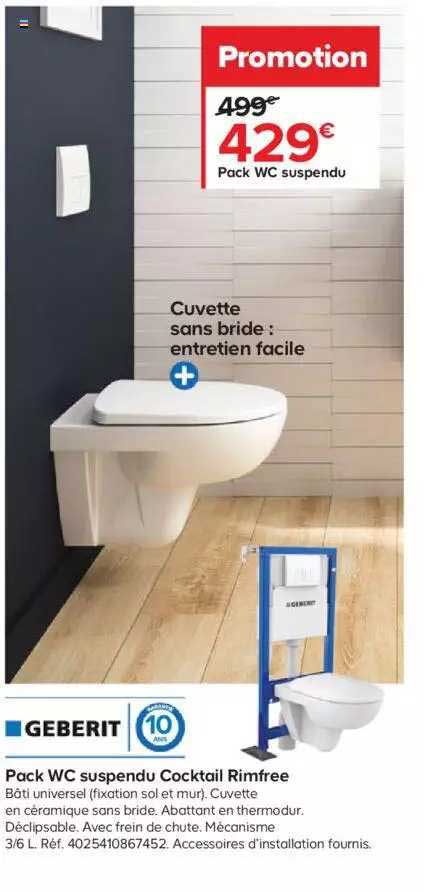 pack wc suspendu cocktail rimfree