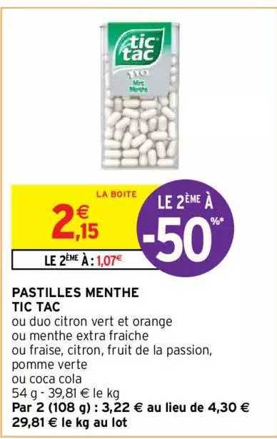 pastilles menthe tic tac