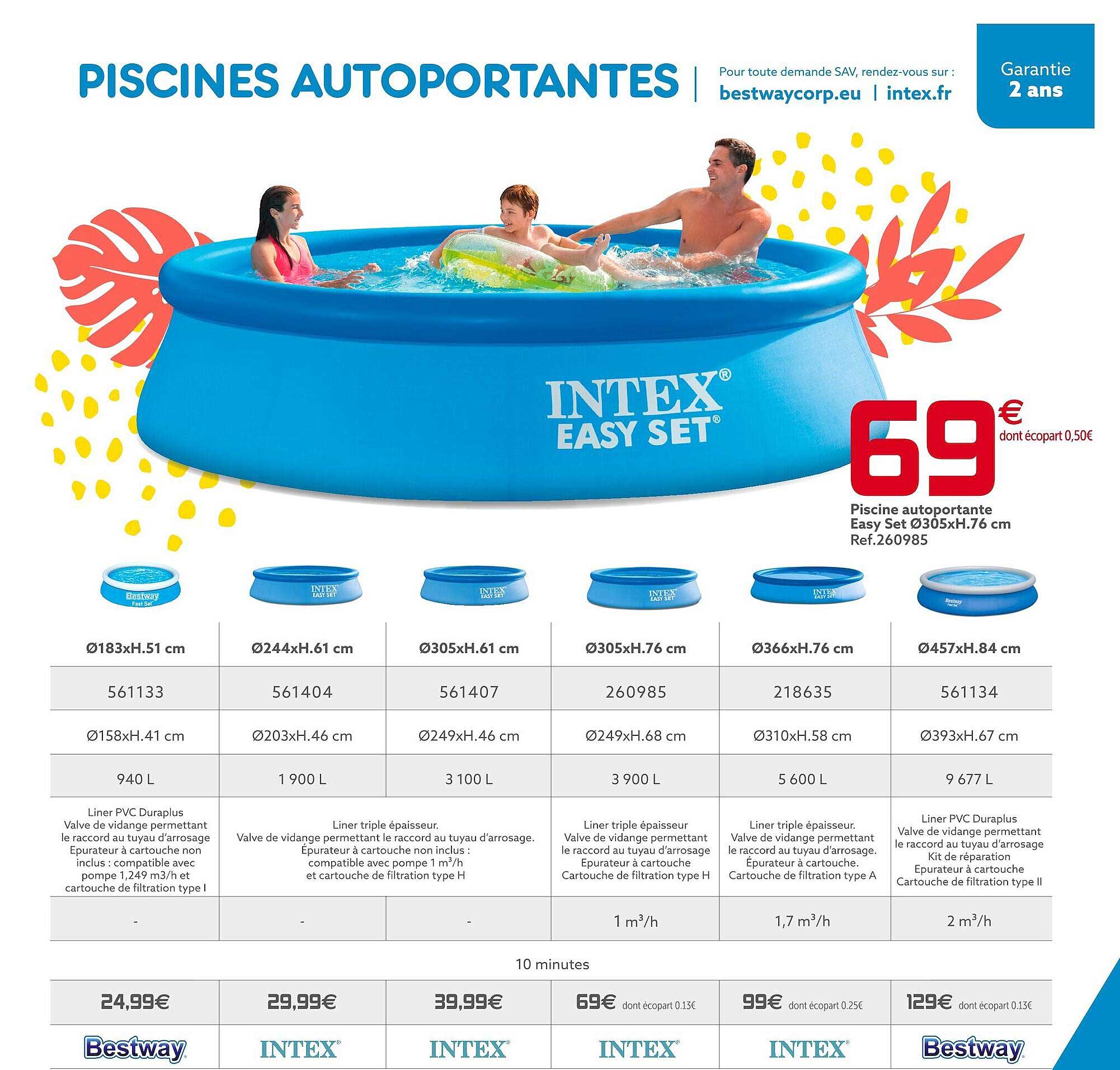 piscines autoportantes easy set ø 305 x h. 76 cm
