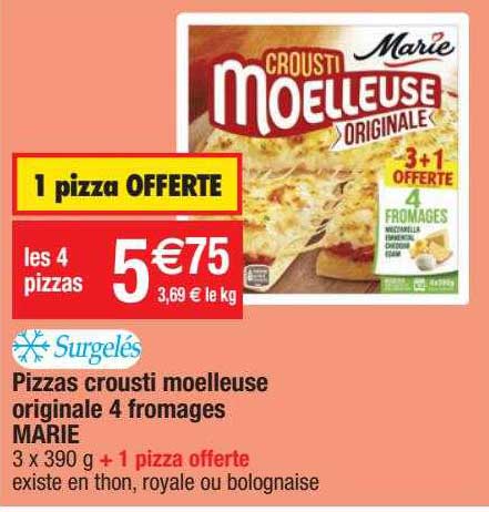 Pizzas Crousti Moelleuse Originale 4 Fromages Marie Surgelés