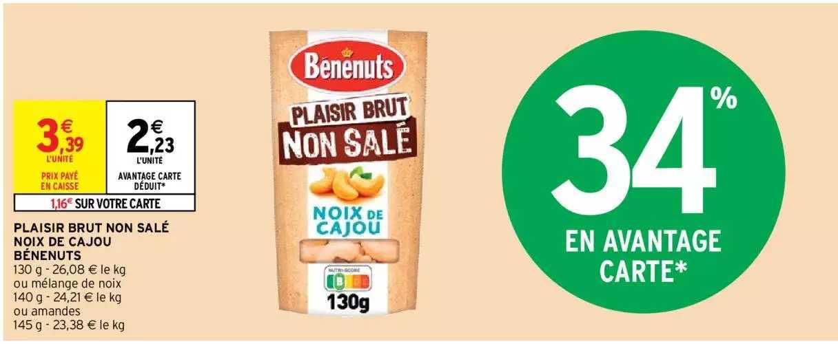 plaisir brut non salé noix de cajou bénenuts