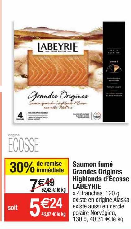 saumon fumé grandes origines highlands d'écosse labeyrie