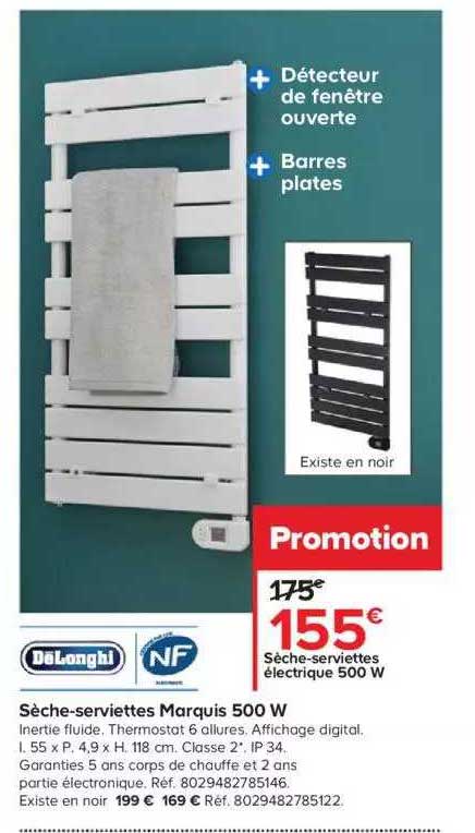 sèche-serviettes marquis 500 w deLonghi