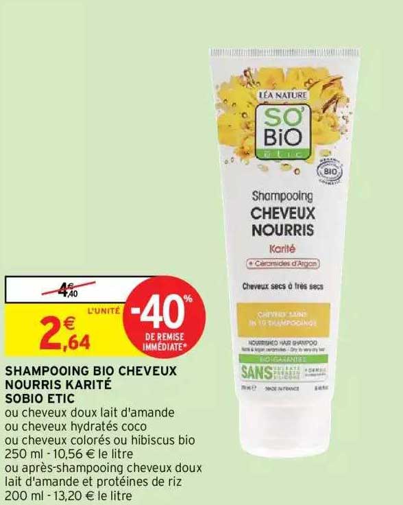 shampooing bio cheveux nourris karité sobio etic