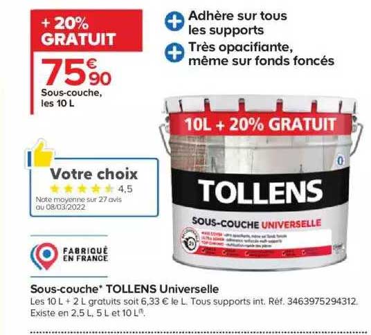 sous-couche tollens universelle