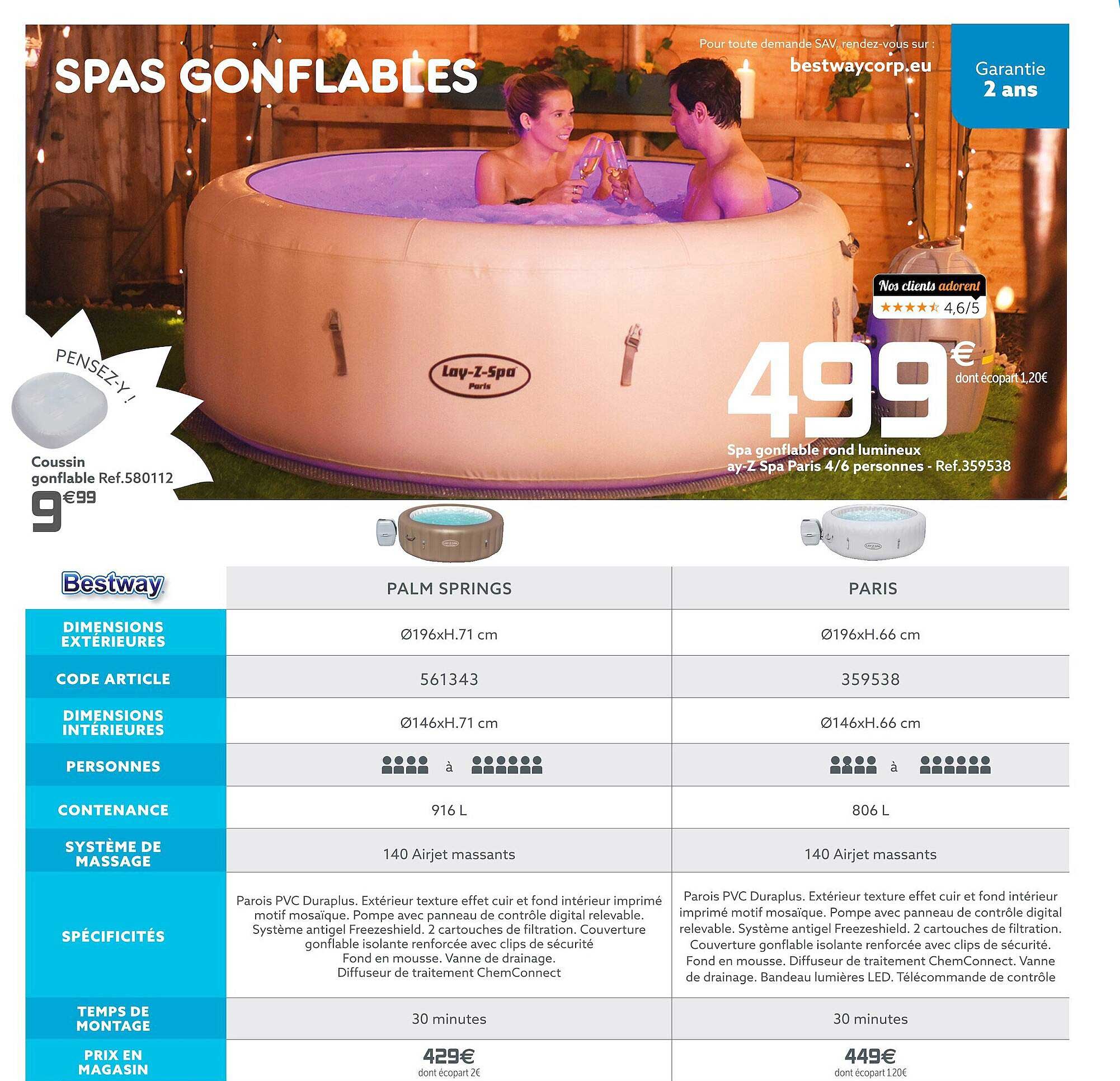 spas gonflables, coussin gonflable