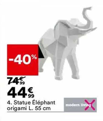 statue éléphant origami l. 55 cm modern living