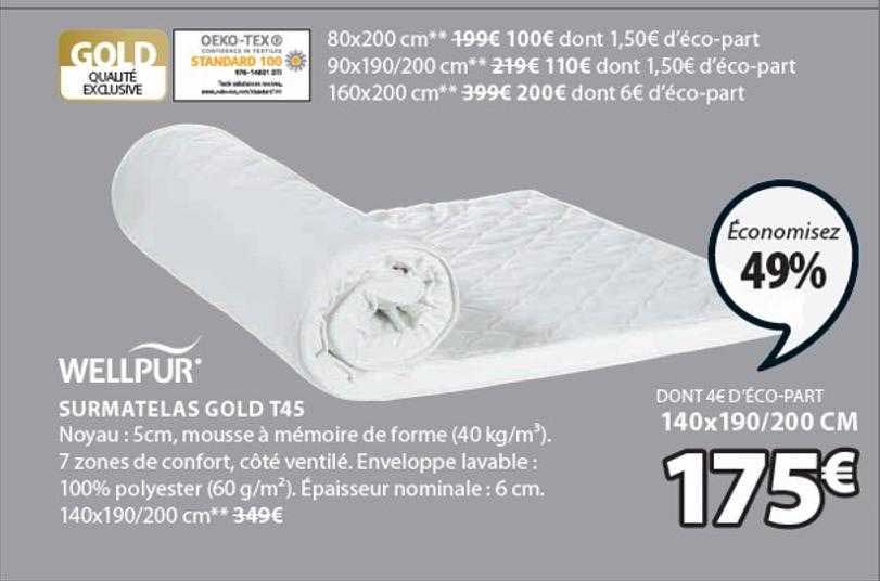 surmatelas gold t45 wellpur