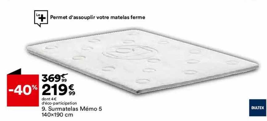 Surmatelas Mémo 5 140 X 190 Cm Bultex