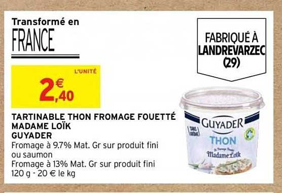 tartinable thon fromage fouetté madame loïk guyader