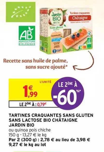 Tartines Craquantes Sans Gluten Sans Lactose Bio Châtaigne Jardin Bio
