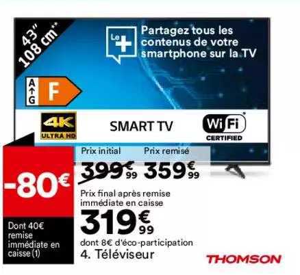 Téléviseur Thomson 43" 108 Cm