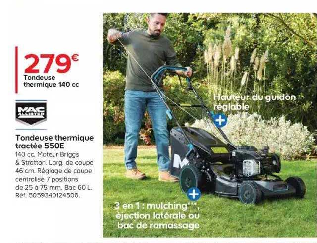 todeuse thermique tractée 550e mac allister