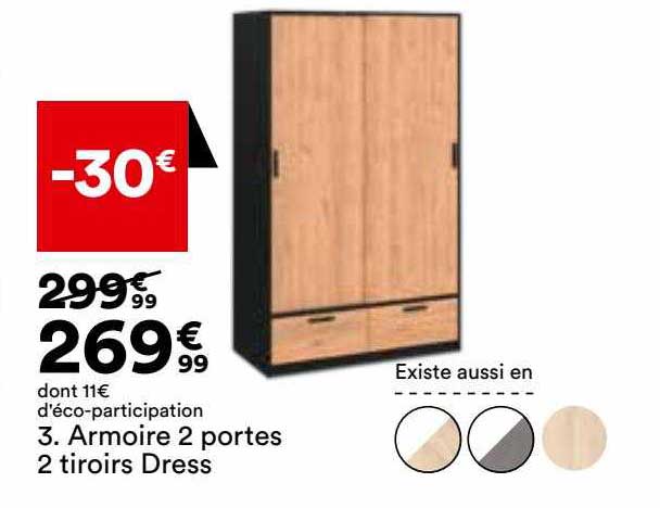 armoire 2 portes 2 tiroirs dress