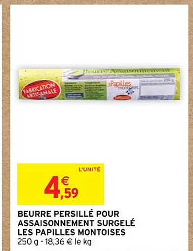 beurre persillé pour assaisonnement surgelé les papilles montoises
